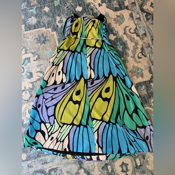 NWT - Sam Edelman Butterfly Trapeze Maxi Dress - Turquoise Multi - Size M - Picture 9 of 9